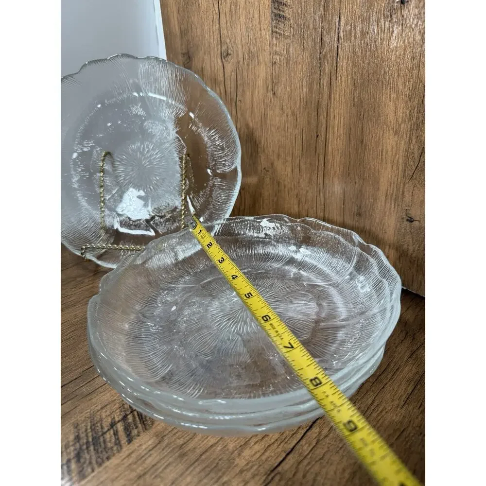 Set Of 5 Vintage Arcoroc France Fleur Salad Lunch Plates Clear EUC